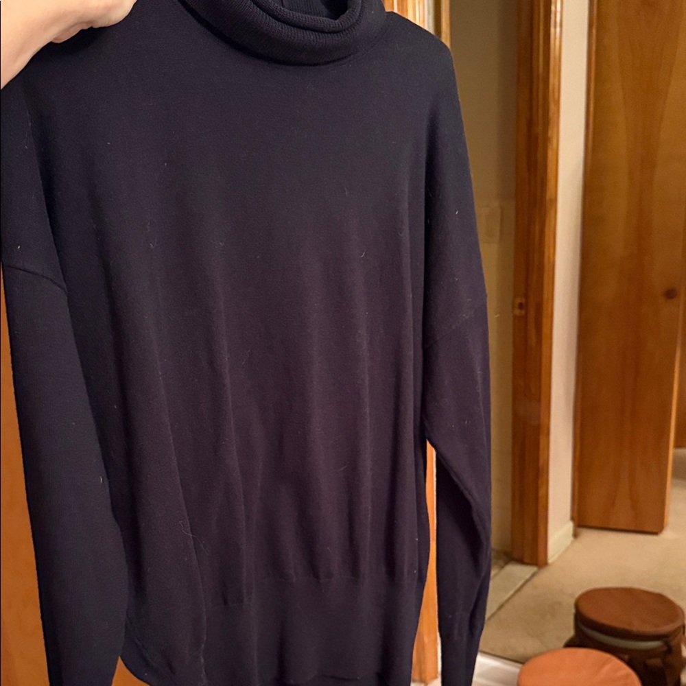 Madewell Wool and Cotton Black Turtleneck Sweater Medium NWT